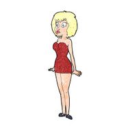cartoon surprised woman in short dress N13