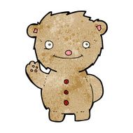 cartoon waving teddy bear N46