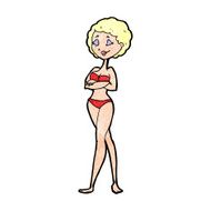 cartoon retro woman in bikini N12