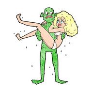 cartoon swamp monster carrying woman in bikini N12