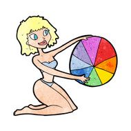 cartoon bikini girl with beach ball N12