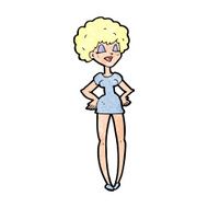 cartoon happy woman with hands on hips N23