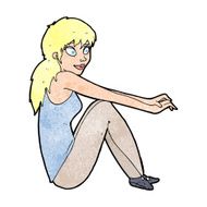 cartoon happy woman sitting N21