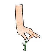 cartoon hand picking blade of grass N7