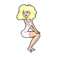 cartoon sitting woman in dress N13