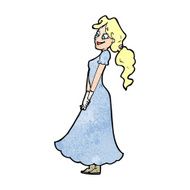 cartoon pretty woman in dress N63