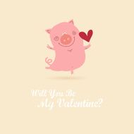 Vector vintage love card with cute animal N5