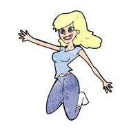 cartoon jumping woman N13