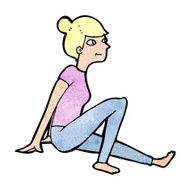 cartoon woman sitting N25