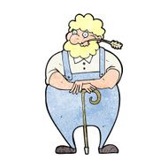 cartoon farmer leaning on walking stick N13