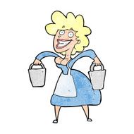 cartoon milkmaid carrying buckets N13