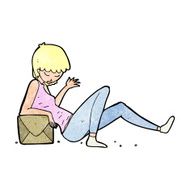 cartoon woman leaning on package box N13