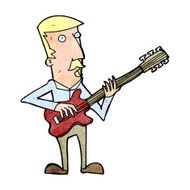 cartoon man playing electric guitar N25