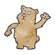 cartoon waving bear N10