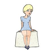 cartoon curious woman sitting N13