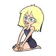cartoon happy woman in dress N36