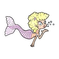 cartoon mermaid blowing kiss N12