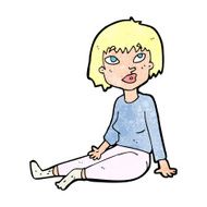 cartoon woman sitting on floor N12