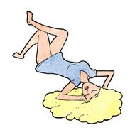 cartoon woman lying on floor N24