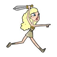 cartoon viking girl with sword N9