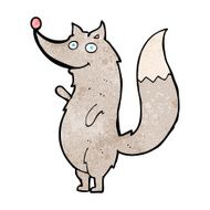 cartoon waving wolf N21