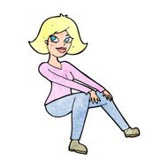 cartoon happywoman sitting N4