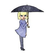 cartoon woman with umbrella N15