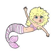 cartoon pretty mermaid waving N11