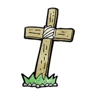 cartoon wooden cross grave N34