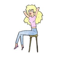 cartoon woman posing on stool N12