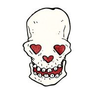 cartoon skull with love heart eyes N8