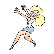 cartoon happy woman jumping N12