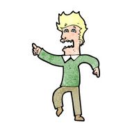 cartoon frightened man pointing N10