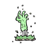 cartoon zombie hand rising from ground N12