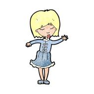 cartoon waving woman N173