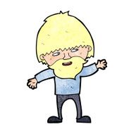 cartoon happy bearded man waving N12