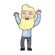 cartoon happy bearded man waving arms N12