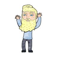cartoon bearded man waving arms N11
