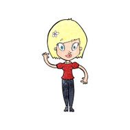cartoon pretty woman waving N108