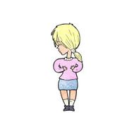 cartoon shy woman N62