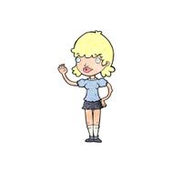 cartoon waving woman N175