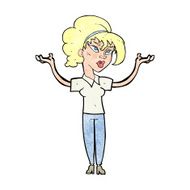 cartoon woman raising hands in air N23