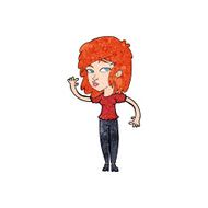 cartoon pretty woman waving N109