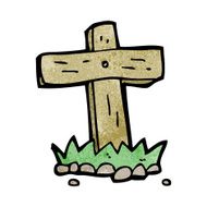 cartoon wooden cross grave N35