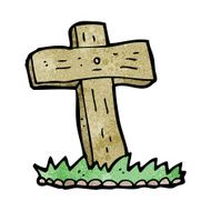 cartoon wooden cross grave N36