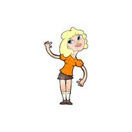 Cartoon Woman Waving N420