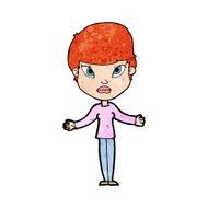cartoon woman shrugging shoulders N603