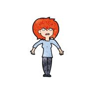 cartoon woman shrugging shoulders N604