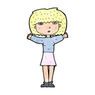 cartoon woman raising arms in air N11