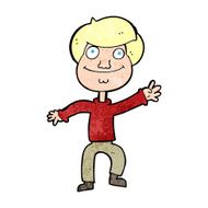 cartoon happy man waving N46